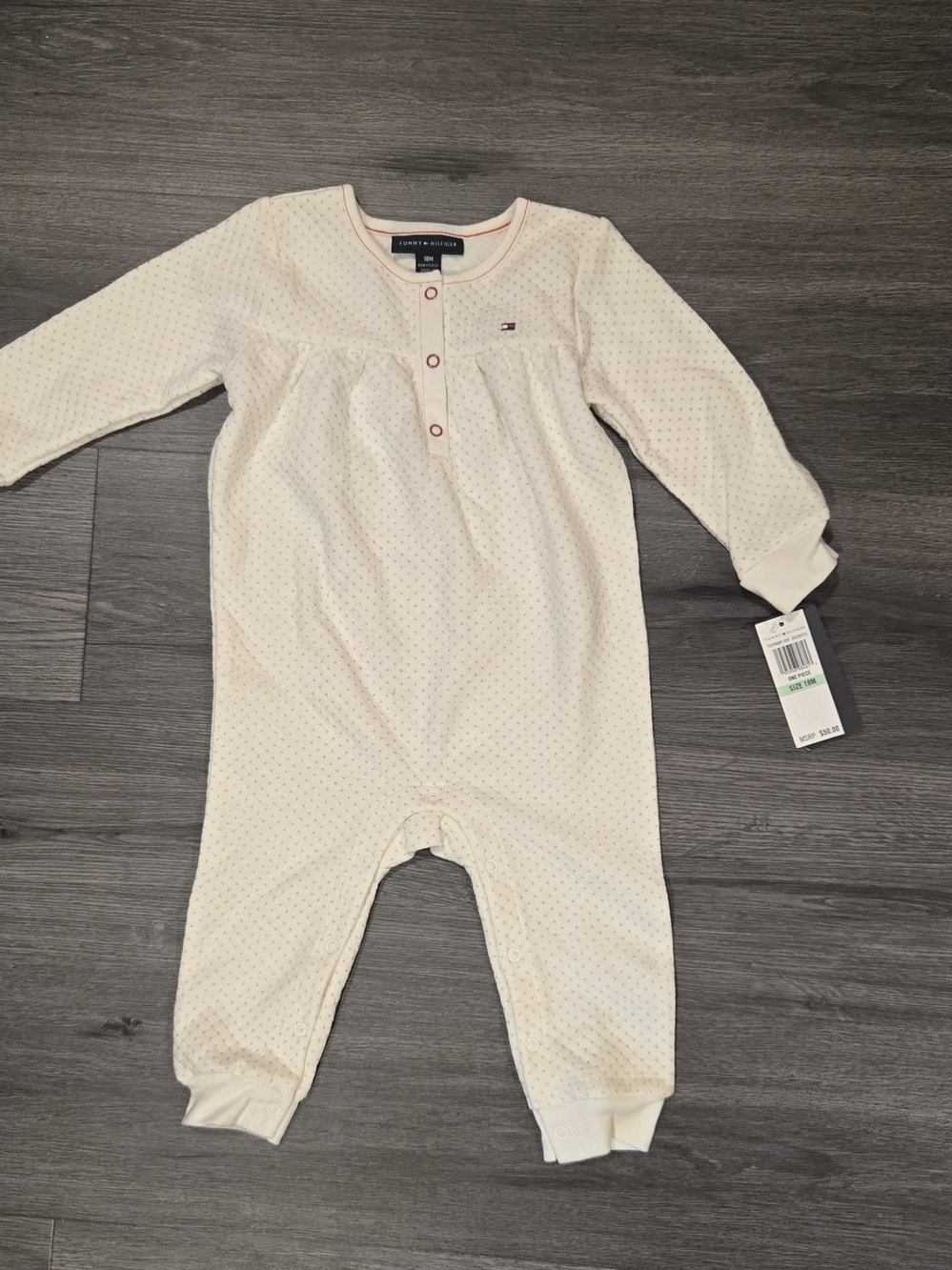 Tommy Hilfiger Cream Dot Long-Sleeve One Piece